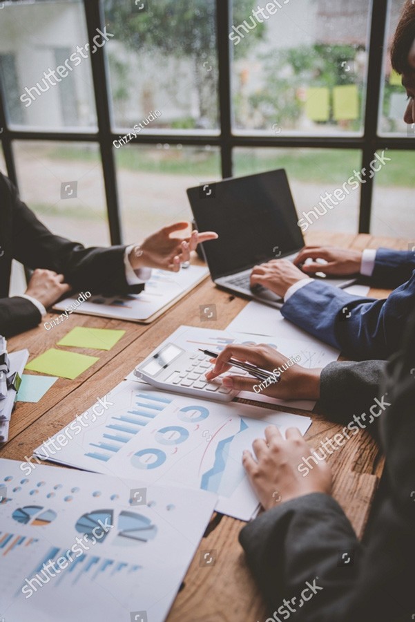 Business team consultant describing a marketing plan to set business strategies